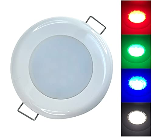Pactrade Marine Lámpara LED de cortesía para caravana, pontón, rojo, verde, azul, blanco, carcasa de plástico, lente de iluminación sin deslumbramiento, ahorro de energía, 12 V CC (montaje empotrado