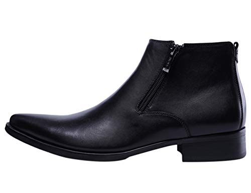 Santimon Men's Ankle Genuine Leather Dress Fashion Zipper Pointed Toe Casual Boots2