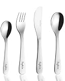 Koru Kids® Classic Kinderbesteck mit Gravur – aus rostfreiem Edelstahl - personalisierte Geschenke Baby – spülmaschinengeeignet – Taufgeschenke für Mädchen Jungen – für Kinder ab 3 Jahren