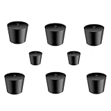 Laboratory Grade Rubber Stoppers, 8 Pieces Assorted Tapered Bungs Set, 7# Solid Black Round Rubbers Hole Plugs