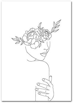 Amazon Co Jp Cwswp シンプルな線画ポスターと印刷 黒 白 抽象花女性アートワークキャンバス絵画壁アート画像 家の装飾40x60cm ホーム キッチン Amazon Co Jp Cwswp シンプルな線画ポスターと印刷 黒 白 抽象花女性アートワークキャンバス絵画壁アート画像 家の装飾40x60cm ホーム キッチン