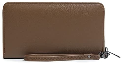 Autumnwell Bronze Wallet for Women Leather RFID Blocking Long Wallets Credit Card Holder Phone Checkbook Organizer Zipper Coin Purse