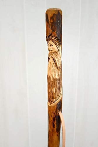 Walking Stick With Hand Carved Mountain Man Face - Height Up To 60" - Made In The Usa #TOP4