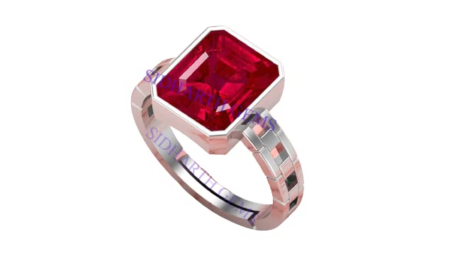 Bague plaquée argent blanc et rubis ratti certifié de laboratoire