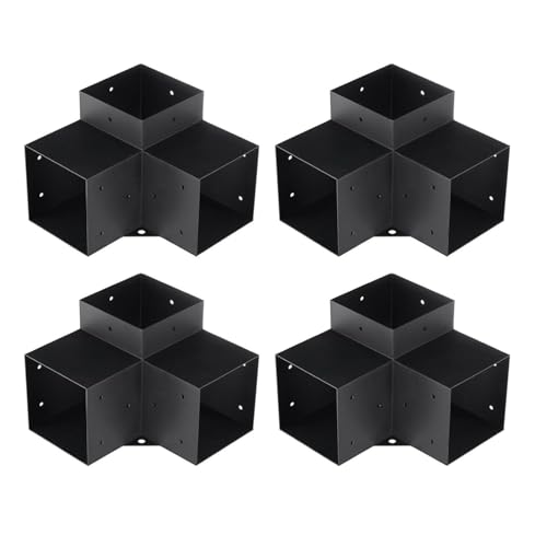 Pergola Bracket Kit 6x6 4pcs Heavy Duty Corner Brackets 3-Way Post Base for Gazebos Patio Outdoor Woodworks DIY Pergola Hardware Stable Secure