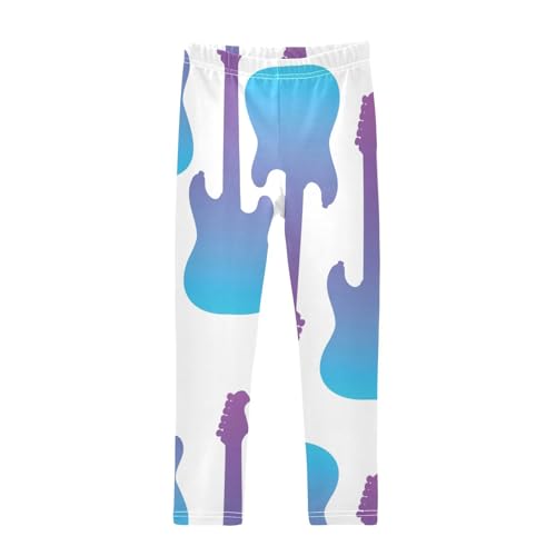 Pattern with Electric Guitars Girls Leggings,Workout Leggings for Girls Toddler Athletic Leggings Size for 3-10T