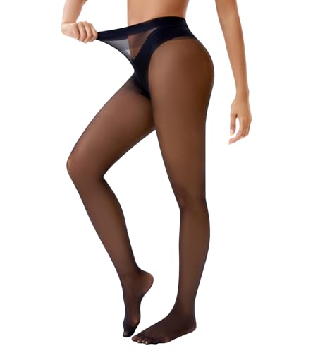 Womens Sheer Tights, 40D Mid Waist Control Top Pantyhose Nylon Tights- Stockings for Women with Reinforced Toes2