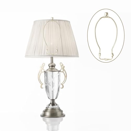 Image of GY & CK 9 Inch Lamp Shade Harp for Table and Floor Lamps, Heavy Duty Lamp Shade Bracket with Standard Harp Saddle and Lamp Finial, Detachable Lamp Shade Holder and Finial Set, Nickel, 2 Pack