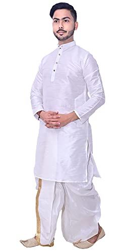 Image of Om Shubh Mangalam Men's Dupion Silk Fancy Dhoti Kurta Set