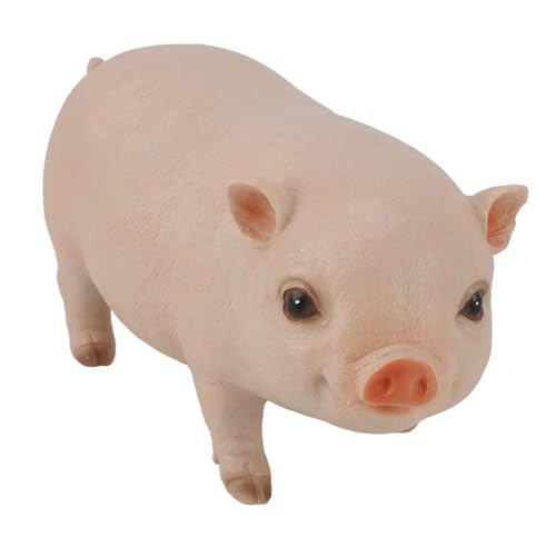 Estatua de cerdo pequeño de pie, escultura de animales de resina para jardín al aire libre y decoración de escritorio, 26,5 cm (rosa)