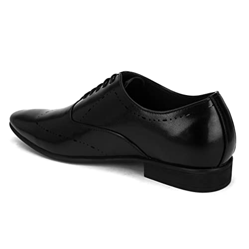 Image of San Frissco mens Ak 1033 San Frissco Men's Formal Shoes Textured Solid Lace Up Oxfords Office Wear Footwear Soft Cushioned Footbed with TPR Sole Lightweight, Flexible, Durable and Stylish for Wedding and Parties - 8 (Black)