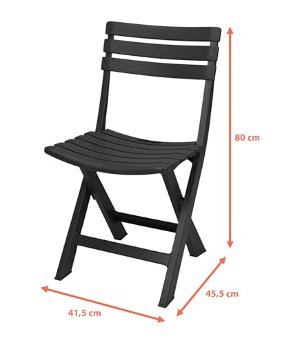 Spetebo Kunststof klapstoel, 80 x 45 cm, antraciet, tuin- en balkon, bistrostoel, inklapbaar, tuinstoel, campingstoel, outdoor, klapstoel voor tuin, balkon, terras - Afbeelding 4