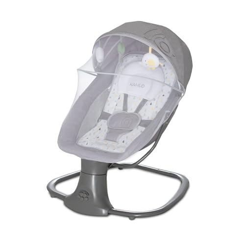Asalvo KAHLO Hamaca Balancín con Música, Bluetooth, Balanceo Automático 5 Niveles, Capota con Mosquitera, Juguetero con 2 Juguetes, Reposa cabezas, Desde 0 Meses hasta 9 Kg, Textil Lavable, Triángulos