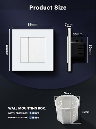 BSEED WiFi Dimmer Schalter,1 Fach 1 Weg Smart Dimmschalter,Kompatibel mit Amazon Alexa & Google Home,Lichtschalter Dimmbar f&uuml;r led lampen 240V Wei&szlig;(Neutralleiter Erforderlich)
