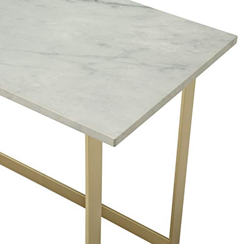 Walker Edison Modern Glam Faux Top Laptop Writing Desk Home Office Workstation Small, 42"L X 20"W X 30"H, Marble/Gold #TOP1