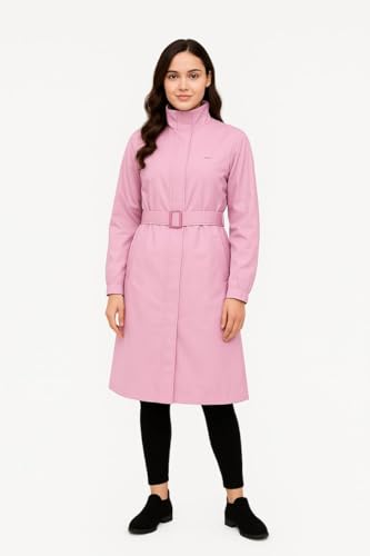 Image of Nephar Women's Waterproof Belted Raincoat with Hood - Lightweight, Breathable, Stylish Long Rain Jacket for Ladies, Travel-Friendly All Weather Coat