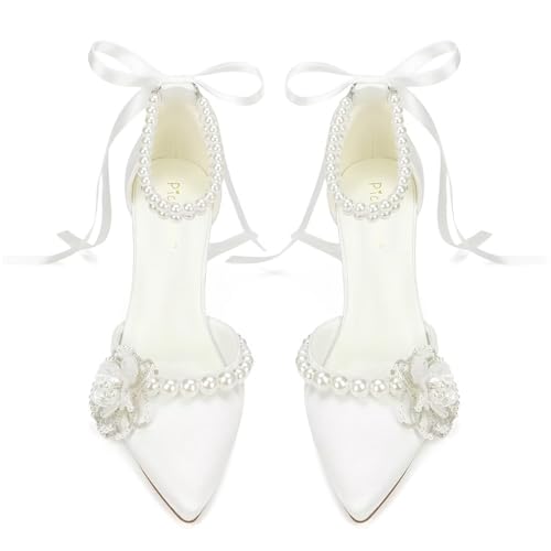 Pearl Heels Wedding Shoes for Bride High Heel Bridal Shoes Closed Toe Wedding Heels2