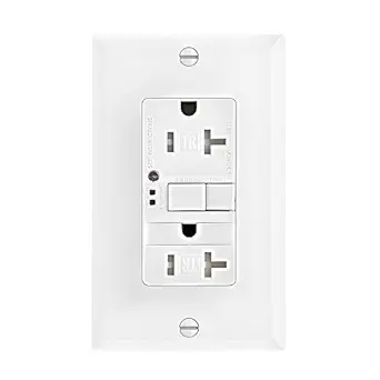 Eaton GFCI Self-Test 20A -125V Tamper Resistant Duplex Receptacle with Nightlight & Standard Size Wallplate, White