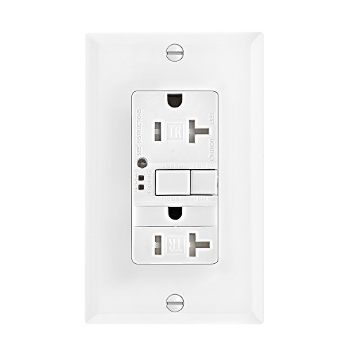 Prise GFCI 20A Eaton haut de gamme avec plaque murale blanche