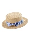 BABEYOND Men's 1920s Brim Boater Hat Gatsby Straw Hat 20s Costume Accessories Fedora Beach Hats for Women White Blue