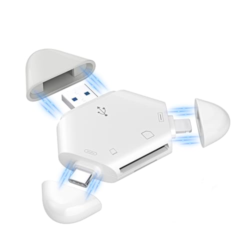 【2025新バージョン】sdカードリーダー iPhone/Type C/USBメモリカードリーダー 4in1 USB/SD/TF変換アダプタ 磁気吸着カバー 高速双方向データ転送 設定不要 写真 動画 カードリーダー プラグ プレイ iPhone/iPad/Android/PC スマホなどのデバイスに対応