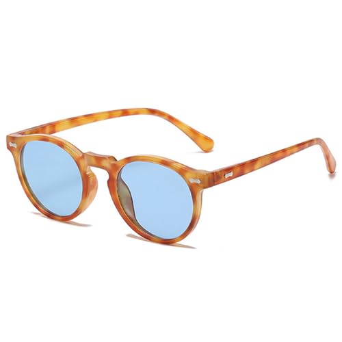 Lunettes de soleil rondes rétro femmes et hommes nuances vert foncé mode rivets UV400