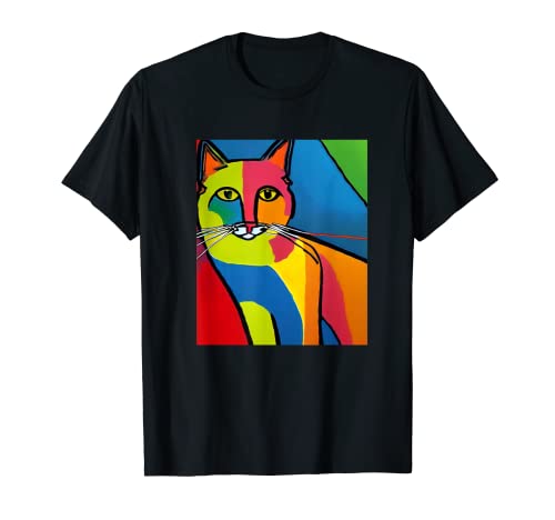 Tableau abstrait coloré de chats T-Shirt