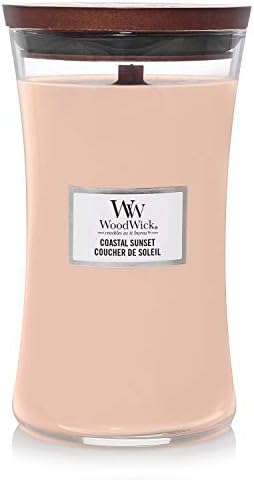 Woodwick Hourglass Scented Candle with Pluswick Innovation, Paraffin, Coastal Sunset, Large