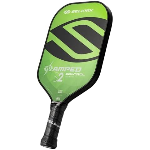 2025 Selkirk Amped Control Pickleball Paddle | Fiberglass Pickleball Paddle | FiberFlex+ Face | Polypropylene X5+ 16mm Core | Designed for Consistent Sweet Spot | S2 Lightweight | Green Cover