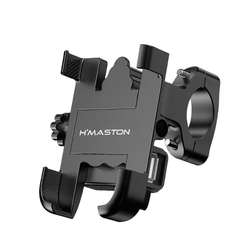 H'MASTON Suporte Celular Para Moto Bicicleta Com Carregador USB Liga De Alumínio Universal Ajustável Giro 360°