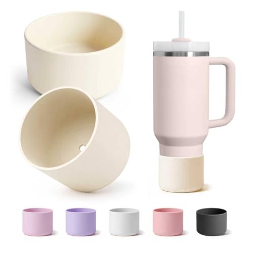 2PCS Silicone Boot for Stanley Tumbler - Protective Bottom Cover Accessories for Quencher 30oz 40oz, IceFlow 20oz 30oz & Hydro Flask 12-24oz for for Stanley Cup Accessories Non-Slip and Reduces Noise