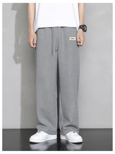 Floerns Men's Causal Letter Patch Drawstring Waist Straight Leg Track Pants3