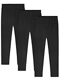 Resinta Toddler and Baby Girls Leggings Pants Full Length Cotton Basic Leggings Multipack Stretchy Soft Tights Pants Black,Black,Black