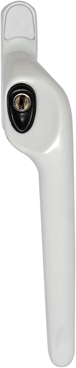 Ironmongery Solutions® Maxim Offset Locking Window Handle – Right Hand White PVC Replacement with Keys, Black Button