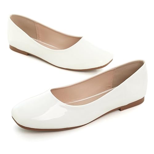 Image of ChaiRong Zhou Women Square Toe Ballets Flats Comfort Slip On Walking Shoes for Driving