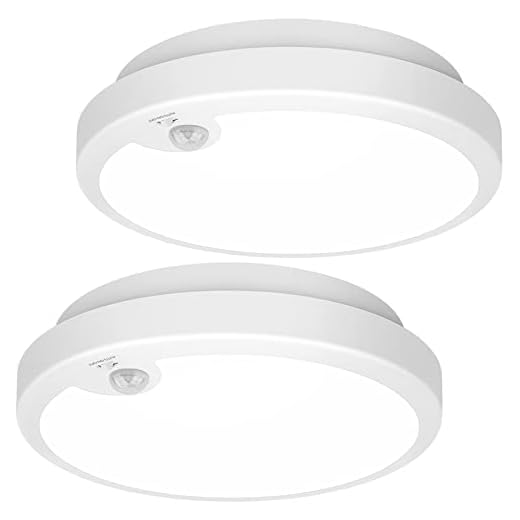 2-Pack Battery Operated Motion Sensor LED Ceiling Light, 7.2inch Flush Mount Light Fixture 6000K, Wireless Motion Activated Ceiling Lamp in 400LM for Closet Pantry Laundry Stair(Battery Not Included)