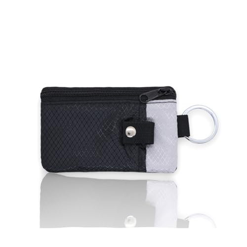 Minimalist Wallets for Men and Women - RFID Blocking Secure Travel Wallet by with Clear ID Window and Key Ring (Black+Gray)3