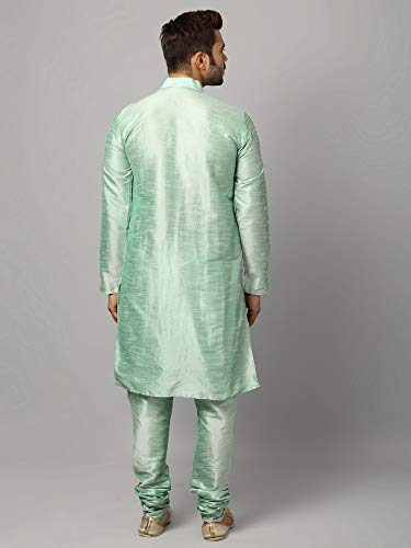 Image of Uri and MacKenzie Banarasi Dupion Silk Solid Kurta Churidar Pyjama Set for Men
