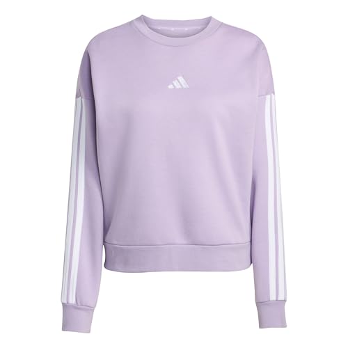 adidas Damen Essentials 3-Stripes Fleece Sweatshirt, Powder Plum/White, M