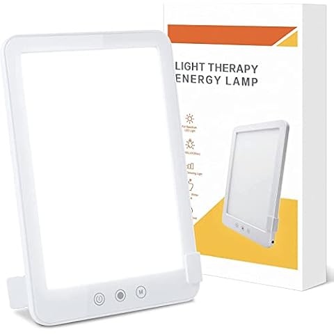 Husgw Tageslichtlampe 10000 Lux, Lichttherapielampe Tageslicht, LED Sonnenlicht Daylight Lampe Tageslichtleuchte mit Stufenlosem Dimmer, UV-frei Vollspektrumlampe, Sonnenlicht Lampe Cover
