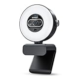EMEET S600L 4K Webcam for Streaming with Ring Light, 4 Lighting Modes, Rainbow Effect, 1/2' Sensor, AI Imaging, 0.2S PDAF, 2 Mics, Dial Control, 4K Webcam with Light for OBS/Twitch/YouTube/Zoom/PC/Mac