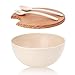 HM-tech 8PCS Large Salad Bowl Set（6 Quart） with Lid and Servers, Extra Large Serving Bowl Set, Mixing Bowl Set with Wooden Cutting Board - Bamboo Fiber Material Perfect for Salad Fruit Pasta, Beige