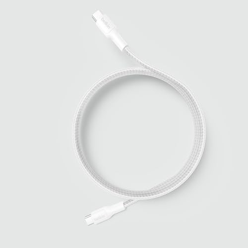 Image of Belkin Apple Certified Nylon Braided USB C to Lightning Cable 1 Meter - MFi Certified 18W iPhone Charger Cord - Apple Charger Cable - Fast Charging for iPhone 14, 13, Airpods, iPad - White