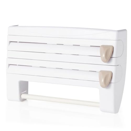 GIWFBQTR Estante de Almacenamiento de Papel de Envoltura de Plástico, Estante de Aluminio Montado en la Pared, Estante para Refrigerador, Cocina, Sin Perforaciones,