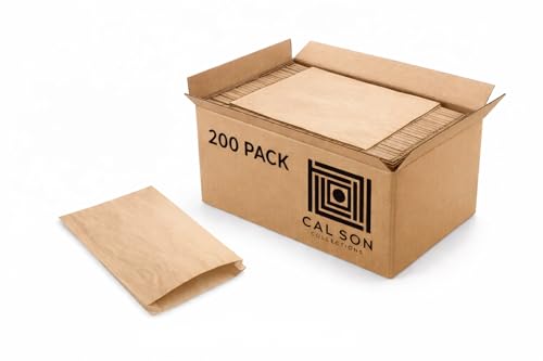Calson Collections - 200 Pack Kraft Brown Paper Bags Brown Bag Brown Paper Lunch Bags Small Paper Bags Bulk Paper Sandwich Bags Kraft Paper Bags Small Brown Paper Bag Brown Bags