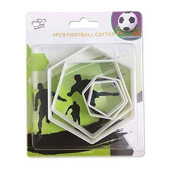 Noble Foods Soccer Ball Cookie Cutter, Hexagon Cookie Cutter, Football Cake Decorations - 4 Sizes Biscuit Cutters/Sandwiches Cutter/Pastry Cutters