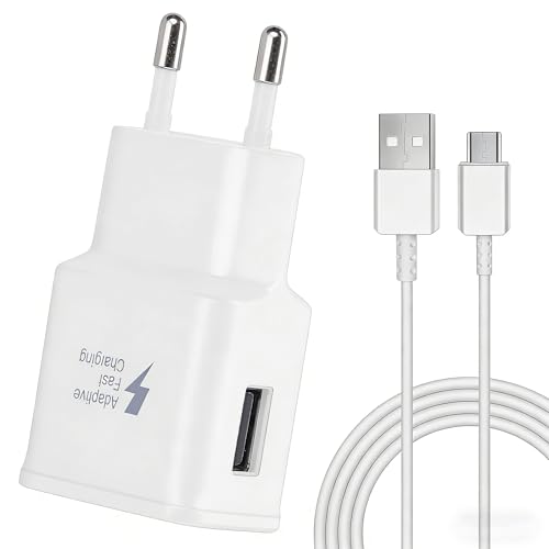 Caricatore USB,Caricabatteria Ricarica Rapida per Samsung Galaxy A16 A15 A14 A13 A20e A25 A34 A36 A51 A54 A55 A56 S8 S9 S10 S20 S21 FE Plus Z Flip3, Caricatore Cellulare con 1,5m Cavo USB Tipo C