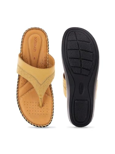 Image of Khadim's Softouch Leather Wedge Heel Slip On Sandal for Women