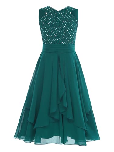 Vestido fiesta niñas cuello en V sin mangas para ceremonia de boda etiqueta y damitas de honor 3