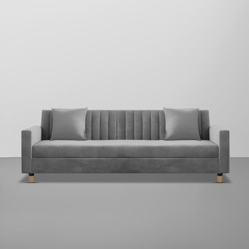 Image of Casaliving Garcia 3 Seater Sofa Set for Living Room (Dark Grey Colour) Premium Fabric Sofa
